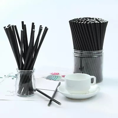 250PCS Paper Straws Black Birthday Party Restaurant Cocktail Drinking Straw • £2.49