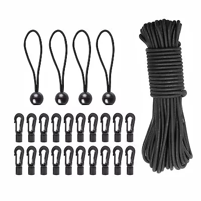 Ge 1/4  X 52 Ft Bungee Shock Cord Elastic Kayak Stretch String Rope With Hooks & • $18.88