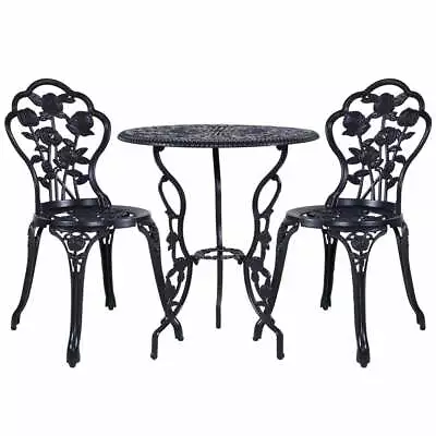 $173.70 • Buy Gardeon 3 Piece Outdoor Setting Chairs Table Bistro Set Cast Aluminum Patio Rose