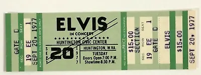 Elvis Presley ~unused Concert Ticket ~ Huntington Civic Center Sept. 20 1977 • $254.66