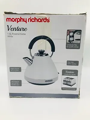£44.99 • Buy Morphy Richards Venture Pyramid Kettle 100134 1.5L 3kW Rapid Boil 360 Base White