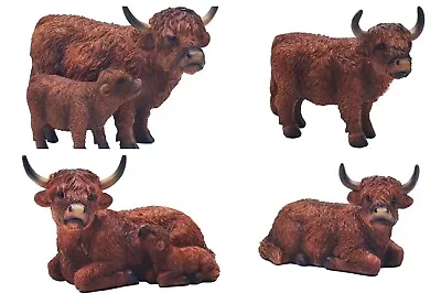 Highland Cow Ornament Figurines Small Medium Large Extra Large Statues Cows • £13.99