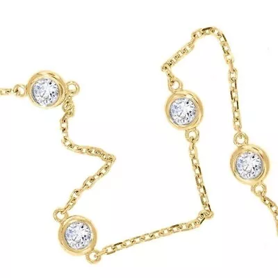 2 TCW Diamond By The Yard Station Necklace 14k White Or Yellow Gold Man Made • $209.99