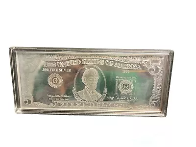 1999 $5 Dollar Bill 4oz Lincoln Fed Reserve Note Currency Fine Silver .999 • $179.99