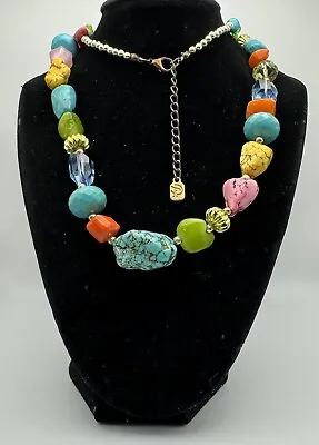 Da Vinci Chunky Colorful Stone And Glass Beaded Necklace Native Western 28-30” • $22.99