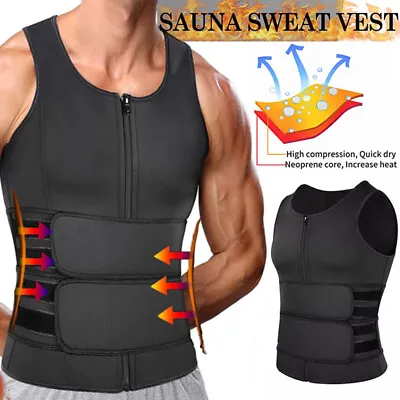 $10.99 • Buy Men Sauna Sweat Vest Body Shaper Waist Trainer GYM Workout Weight Loss Tank Tops