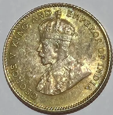 1927 BRITISH STRAITS SETTLEMENTS GEORGE V SILVER 10 CENTS KM29b HIGH GRADE TONED • $0.99