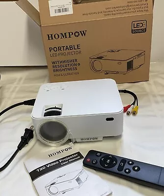 HOMPOW LED Video Portable Projector Model T20 White Remote Orig Packaging • $11.99