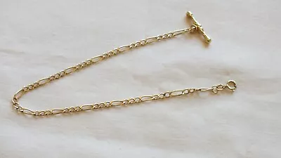 9ct Gold T Bar Figaro Bracelet - 375 • £64.95