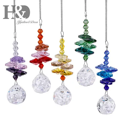 $14 • Buy 5PCS Rainbow Crystal Suncatcher Hanging Ball Prisms Pendant Window Home Decor