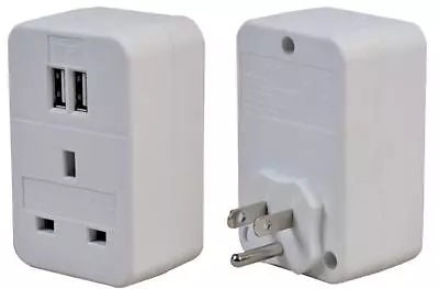 UK To US Travel Adapter UK To USA America Canada Plug Adapter With 2 USB Ports • £12.99