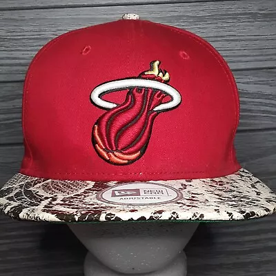 NBA Miami Heat New Era 9Fifty Hat Cap Reptile Skin Brim • $17.99