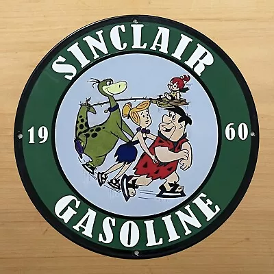 Vintage Sinclair Gasoline Porcelain Sign Flintstone Service Station Pump Plate • $118.97