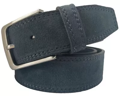 Mens Italian Suede Leather Belt Dark Navy Blue 40mm S M L Xl Xxl • $39.99