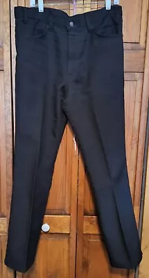 Vintage Levi's Polyester Slacks Pants Black Gold Tab 36 X 32 USA Made 70s 80s • $19.99
