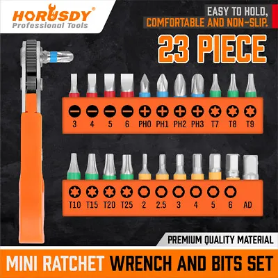 23PC Mini Ratchet Wrench Screwdriver Hex Torx Bit Quick Change Offset Reversible • $12.98