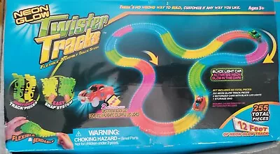 Race Car Track Twister Tracks Neon Glow New 2 Cars Included Flexible Bendable. • $25