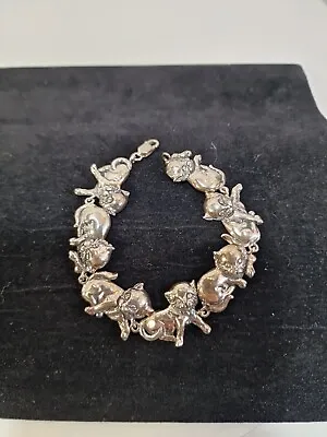 KBN Sterling Cat Lover Bracelet Kabana Kitty Kittens Sterling Silver 925 Links • $165