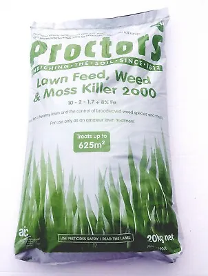 20kg Of Proctors 3 In 1 Lawn Feed Weed And Moss Killer Fertiliser Grass 625sqm • £44.99