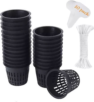 ORIMERC 30 Pack 3 Inch Net Cup Pots With Hydroponic Self Watering Wick & Plan • $15.10