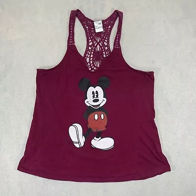 Disney Mickey Mouse Tank Top Shirt Women's XL Burgundy Knit Sleeveless Cotton • $9.74