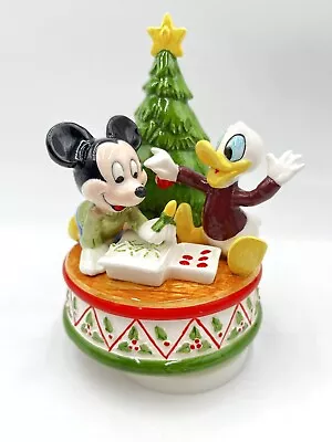 Vintage Disney SCHMID Mickey Mouse Donald Duck Porcelain Music Box Figure • $20.99