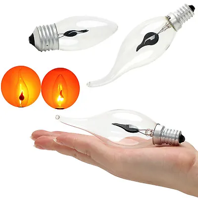 E14 E27 3W Edison Retro Filament Candle Flicker Light Bulb Fire Flame Tail RD482 • $1.68