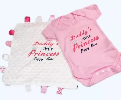 Personalised Daddy's Little Princess Baby Gift Pack Of Babygrowtaggy Comforter • £9.80