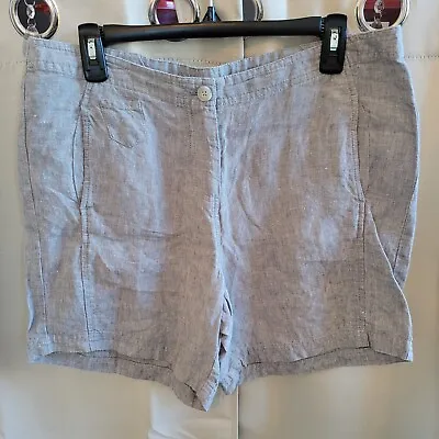 J Jill Love Linen Womens Shorts Size 12 Gray 100% Linen Pockets Comfort 16214 • $21.59