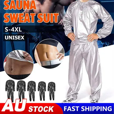 $23.59 • Buy Men Women Sweat Sauna Suit Heavy Duty Exercise Gym Suit Weight Loss Anti-Rip