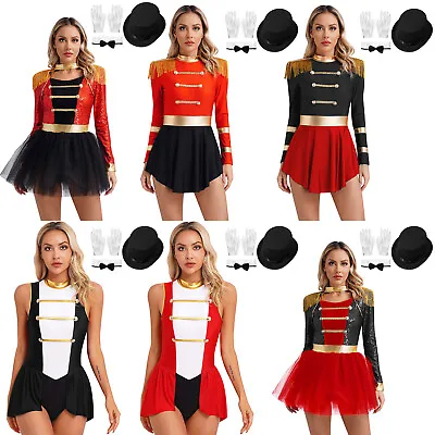 Womens Ringmaster Costume Circus Halloween Tutu Dress Sets Cosplay Clubwear • $16.36