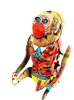 £77.71 • Buy Antique Tin Litho WindUp Monkey Toy Articulated Flipping Arms Legs Works Vintage