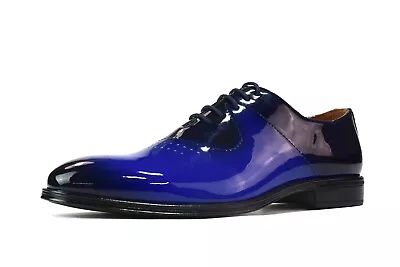 Mens Black Lace Up Shoes Green Round Toe Formal Wedding Blue UK Sizes 6-11 • £27.99