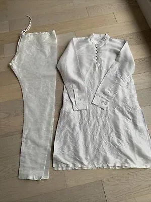 Mens Boys Indian Asian Raw Silk 2 Piece Kurta Pajama Kameez Suit Size 38 (medium • £15
