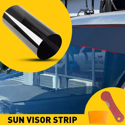 Black Sun Visor Banner Windshield Strip Vinyl Blank Decal Long Premium Lasting • $9.99