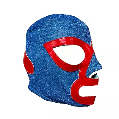 NACHO LIBRE Pro Grade Adult Spandex Lucha Libre Wrestling Mask - Teal Blue/Red • $34.99