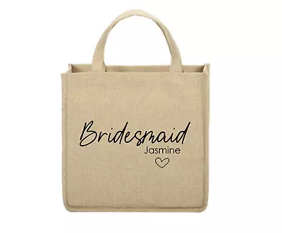 £9.50 • Buy Personalised Jute Burlap Bag Bridesmaid Gift Bag Bride Mother Bride Groom Favour