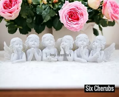 Six Cherub Baby Angels Sculpture Ornament Angel Wings Memorial Grave Decoration • £8.90