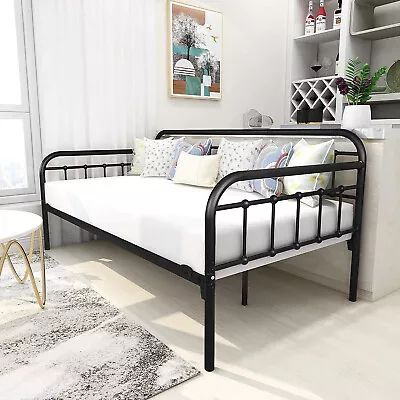 Versatile Single Bed Frame: Functional Japanese Black Metal Twin Size Daybed • $151.88