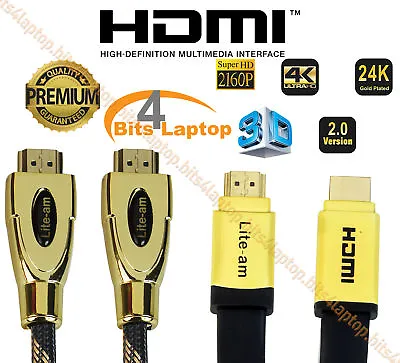 PREMIUM UltraHD HDMI Cable V2.0 1m/2m-20m High Speed 4K 2160p 3D 1080p Lead • £5.56