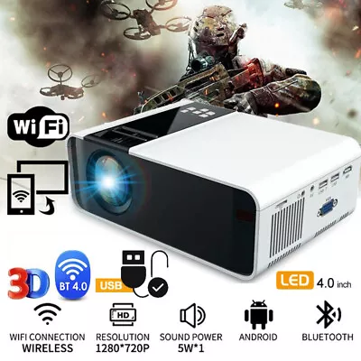 Portable 1080P Mini Wifi Bluetooth Wireless Projector Android Home Media Player • $71.59