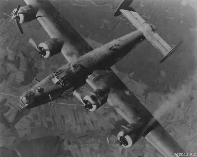 WW2 WWII Photo World War Two / Damaged Consolidated  B-24 Liberator Over Munich • $6.49