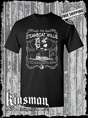 Steamboat Willie Classic Label T-Shirt / Cartoon Mouse • $16.95