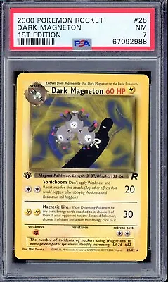 PSA 7 NM Dark Magneton 28/82 Team Rocket 1st Edition Pokemon Card WOTC • $14.99