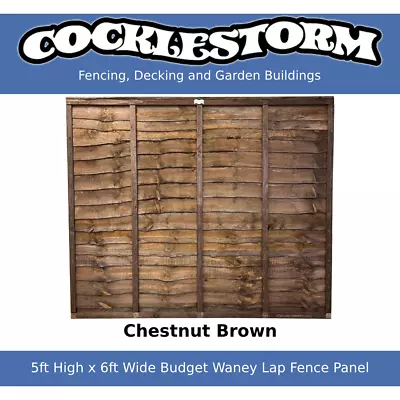5ft High X 6ft Wide Chestnut Brown Fence Panel - Free Delivery Within 60 Miles • £30.50