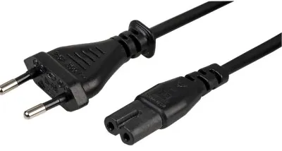 European Power Cord EURO 2 Pin Plug To IEC C7 Figure 8 Socket Mains Lead 1M • £2.99