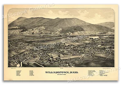 Williamstown Massachusetts 1889 Historic Panoramic Town Map - 20x30 • $18.95
