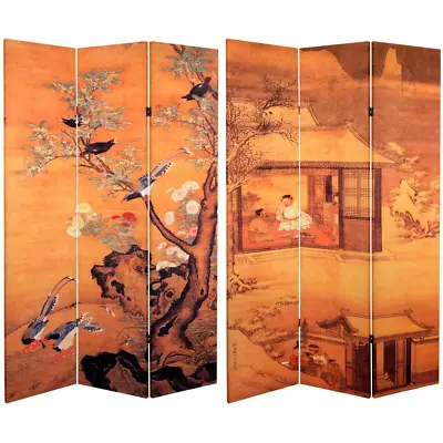 6 Ft. Printed 3-panel Room Divider | Chinese Canvas Double Sided Oriental Tall • $159.24