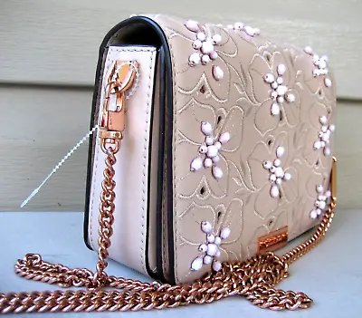 Michael Kors Crossbody Chain Strap Beads Beige Cards EXCELLENT • $79.90