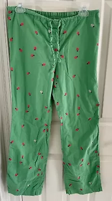 J. Crew Embroidered Ladybug 100% Cotton Pants. Green Red Black White. XS. • $37.79